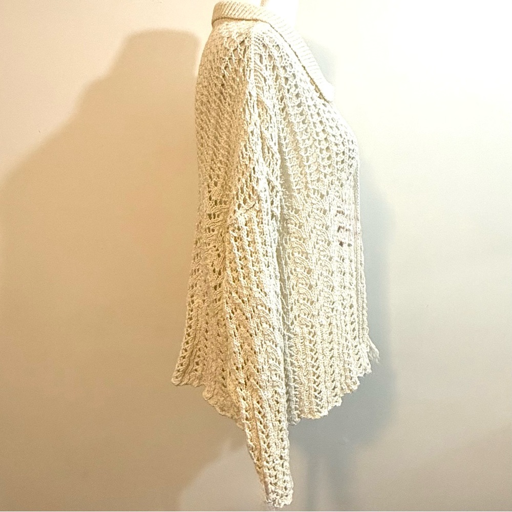 American Eagle Cream Open Knit Collared Sweater — Size XL - Picture 2 of 10